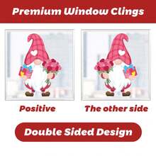 9入組情人節小矮人靜電貼紙,自粘貼,適用於窗戶、玻璃和冰箱裝飾