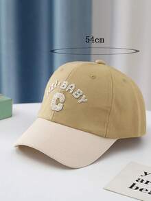1頂兒童可調節棒球帽,3d字母刺繡,適用於春季日常使用 - 卡其色 - 查看 5