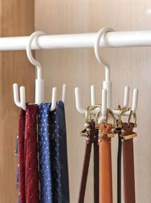 2pcs Wardrobe Punch Free Hook, Tie, Belt, Scarf Storage Rotary Four Claw Hook, Household Multifunctional Clothing Hat Hook, Bag Tie Storage Hanger - White - View 3
