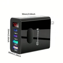 通用 2PD+2USB 4 端口快速充电 PD 壁式充电器可同时为 4 台设备充电，快速充电，多端口 USB-C 旅行适配器兼容三星 S10/S9/S8/Plus、iPhone Xs/Max/XR/11/12/13/14、主流型号，完全兼容。 - 黑色 - 查看 8