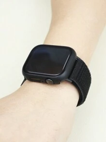 Compatible With Apple Watch Band Case Men'S And Women'S Fashion Sports Soft Breathable Magic Self-Adhesive Nylon Strap + Frosted Texture Anti-Drop And Scratch Pc And Tempered Glass Protective Film Integrated Watch Case Compatible With Apple Watch 40/41/42/44/45/46/49mm Replacement Band Case Compatible With Apple Watch Series Ultra/11/10/9/8/7/6/5/4/Se Band Case Washable Band Touch Sensitive Case - Black - View 3