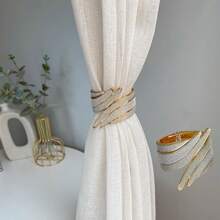 1個合金窗簾扣,金沙鑽石款式的窗簾扣,適用於家庭窗簾裝飾和辦公室窗簾固定扣黃色銀色 - 金色 - 查看 4