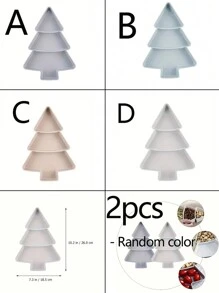 2pcs/Set Christmas Tree Fruit Bowl Restaurant Snack Plate Plastic Candy Dish Melon Seed & Dried Fruit Box Slouchy Food Box - Multicolor - View 1