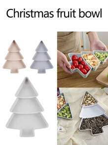 2pcs/Set Christmas Tree Fruit Bowl Restaurant Snack Plate Plastic Candy Dish Melon Seed & Dried Fruit Box Slouchy Food Box - Multicolor - View 11