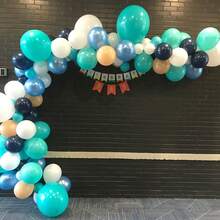 84入組藍色氣球花拱門套裝,海軍藍、淺藍、青藍、白色、青綠色、乳膠氣球花拱門套裝,適合用於嬰兒淋浴、婚禮、戶外派對裝飾 - 青碧色 - 查看 7