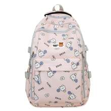 新款時尚輕量級尼龍女士背包,具有多個口袋和大容量,適用於學生書包和電腦雙肩背包。男士大容量防水背包,實色時尚休閒尼龍手提電腦包,帶可調節肩帶 - 粉色 - 查看 6