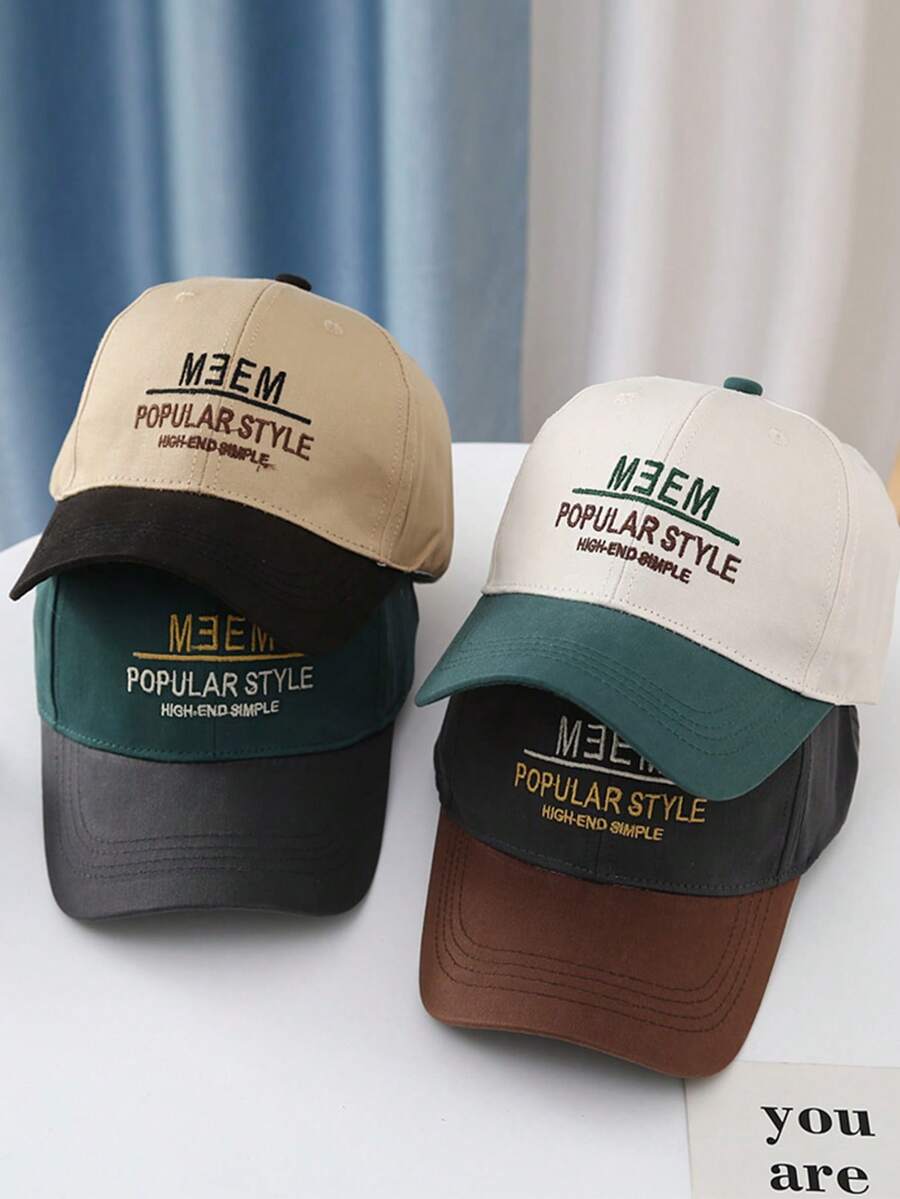 1 件兒童字母刺繡可調整棒球帽,撞色鴨嘴,適合日常使用 - 咖啡棕 - 查看 1