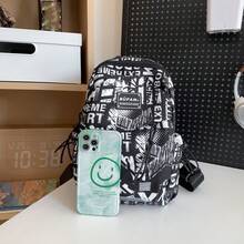 Men's Crossbody Bag, Ins Style, Casual Personalized Chest Bag, Backpack, Student Sports Bag, Fashionable, Cool Graffiti Outdoor Cycling Style Shoulder Bag Fanny Pack Sling Bag Waist Bag Valentines Gift For Men - Black - View 9