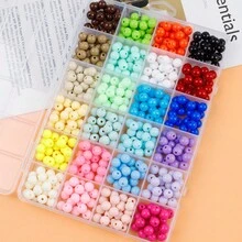 24 色馬卡龍色圓形和五角星形壓克力珠適合日常 Diy 製作手鍊、項鍊、耳環 - 套裝 - 查看 4