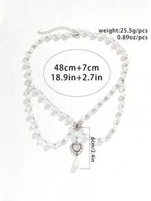 1入歐美時尚甜美愛心設計假珍珠＆流蘇掛墜項鍊，適用於女性日常穿著 - 彩色 - 查看 4