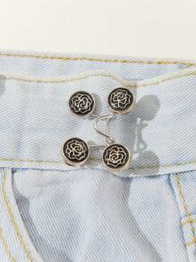 1pc Women's Metal Fashion Herringbone Decor Cinch Waist Adjustable Buckle, Suitable For Pants, Skirts To Prevent Exposure, Casual Everyday Use, Great Gift - Black - View 5