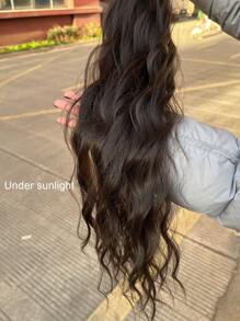 Braune Pferdeschwanz-Haarverlängerung mit Klemme, 66cm lang, Wellenmuster, hitzebeständige synthetische Faser, Pferdeschwanz-Haarteile für Mädchen und Frauen für den täglichen Gebrauch