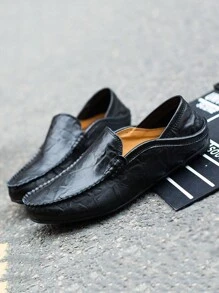 驾驶莫卡辛鞋男式一脚蹬穆勒鞋男式鞋男式休闲鞋吸烟拖鞋男式正装鞋男式大码鞋大地色系手工细底运动鞋 - 黑色 - 查看 4