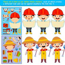 6pcs/Pack Educational Diy Puzzles Stickers For Occupation & Facial Expression Changing, Early Learning Pp Stickers For Developing Intelligence, Suitable As Holiday Children Kids Puzzle Gifts Stationery,Party Favors For Boys,Wall Stickers Boys,Kid Stickers
