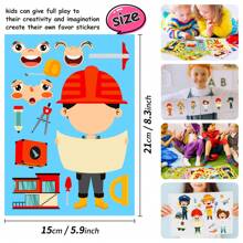 6pcs/Pack Educational Diy Puzzles Stickers For Occupation & Facial Expression Changing, Early Learning Pp Stickers For Developing Intelligence, Suitable As Holiday Children Kids Puzzle Gifts Stationery,Party Favors For Boys,Wall Stickers Boys,Kid Stickers