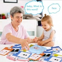 A Set Of Language Learning Flash Card Readers - Early Childhood Education Toys, 224 Types Of Content For Boys And Girls In Preschool Education, Pure English Version, Transportation, Animal, Environmental, And Character Cognition - Blue - View 2