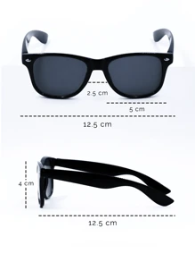 Lentes de sol para niño Gafas de moda  para niños marco estilo retro cuadrados  con remaches - Negro - Ver 4