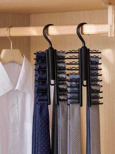 1pc Black Multi-Layer Tie Rack, Durable Hanger For Tie Storage And Finishing, Suitable For Storing Scarves, Belts, Suitable For Bedroom, Wardrobe, Dormitory Organization And Storage Supplies