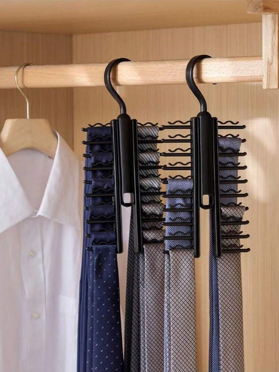 1pc Black Multi-Layer Tie Rack, Durable Hanger For Tie Storage And Finishing, Suitable For Storing Scarves, Belts, Suitable For Bedroom, Wardrobe, Dormitory Organization And Storage Supplies