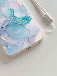 1入藝術大理石紋柔軟手機殼，配繩和防摔保護套，適用於蘋果 iPhone - 彩色 - 查看 3