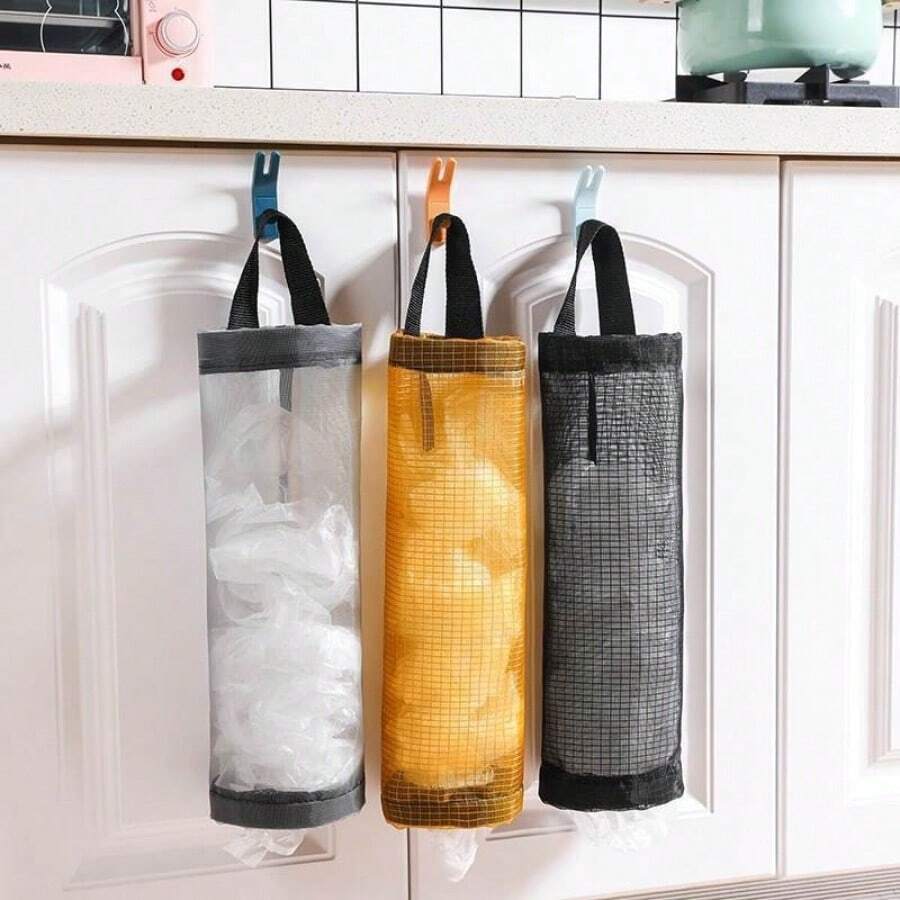 Wall-Mounted Kitchen Garbage Bag Storage Bag, Household Clutter Extraction Box, Large-Capacity Plastic Bag - Grey - View 1