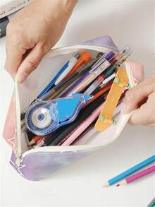 1入組雙面彩虹星星印花天鵝絨筆袋 - 彩色 - 查看 4