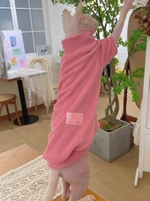 情人節1入組雙面珊瑚絨純色保暖親膚柔軟長袖外套（適用於短毛貓、無毛貓、短毛狗）,適用於秋冬室內和室外家居服裝 - 玫紅色 - 查看 12