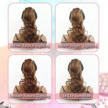 Hair Claw Clip Ponytail Light Brown Extension Curly 18Inch Wavy  Synthetic Clip In Ponytail Hair Extension For Women Pony Tail Hair Hairpiece - Light Brown - View 7
