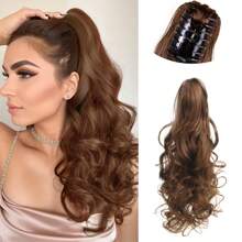 Hair Claw Clip Ponytail Light Brown Extension Curly 18Inch Wavy  Synthetic Clip In Ponytail Hair Extension For Women Pony Tail Hair Hairpiece - Light Brown - View 1