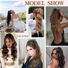 Hair Claw Clip Ponytail Light Brown Extension Curly 18Inch Wavy  Synthetic Clip In Ponytail Hair Extension For Women Pony Tail Hair Hairpiece - Light Brown - View 6