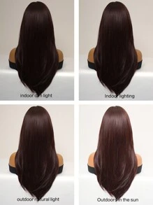 26 Inch Wine Red Long Straight Hair Wigs Hair Natural Synthetic Heat Resistant Wigs Women Mature Refreshing Wigs Daily Wear Women Prom Party Event Wigs - Burgundy - View 10