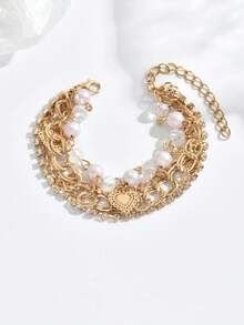 1只女性多層疊戴手鐲,愛情字母水晶合金手鐲,情人節禮物 - BM0146 - 查看 7