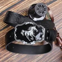 波西米亚风印花皮带，3.7厘米宽，带古铜扣，百搭时尚配饰，适合女性万圣节夏季、秋季、万圣节 - 黑色 - 查看 5