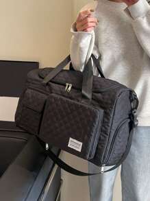 Travel Bag Short-Distance Hand-Held Large-Capacity Rhombus Travel Fitness Bag Portable Travel Duffel Bag Traveling Bag Travel Kit Travel Stuff Travel Organizer Travel Essentials Travel Accessories Back To School School Bag Travel Essentials Travel Organizer For Beach Summer Vacation Bag For School School Accessories School Stuff - Black - View 3