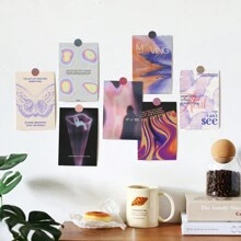 10入組新現代蝴蝶卡片房間家居牆壁裝飾簡約明信片,美學氛圍藝術裝飾明信片-用於牆面美學裝飾的牆面拼貼套件,美學風格圖片 - 彩色 - 查看 3