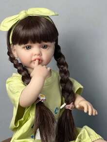 GUESSBELLY 可站立娃娃逼真 55 厘米 22 英寸全身柔软硅胶重生婴儿活着的新生婴儿可爱过家家玩具生日礼物送给女孩（部分零件随机） - 綠色 - 查看 3