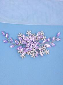 1 chiếc phụ kiện đội đầu tết thủ công đính pha lê sang trọng dành cho nữ, thích hợp làm quà tặng cô dâu, dự tiệc hoặc ngày lễ tình nhân hoàng gia. - Màu tím - Xem 4