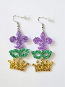 瑪蒂藍嘉年華系列多彩皇冠、香檳瓶、動物、狗形耳環作為派對禮物 - A - 查看 15