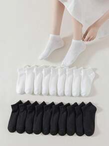 20 Pares Calcetines De Tobillo Para Mujer Y Blancos Con Rayas Transpirables, Absorbentes Del Sudor Y Antiodor Para Uso Diario