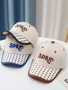 1頂具有3d刺繡字母和可調節邊緣的兒童帽,適用於日常使用 - 咖啡棕 - 查看 1