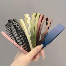 5-Pack Girl's Matte Headbands, Stylish And Easy Plastic Headbands With Teeth Anti-Drip Comb Hairbands Girl's Boy's Headbands Headbands - Black - View 5