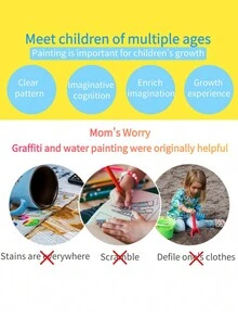 1pc Magic Water Drawing Book Quiet Book For Baby, Painting & Coloring Book, Educational Toy That Develops Color Awareness And Fine Motor Skills For Preschool Age. Variants: Space, Ocean Animals, Vehicles And Busy Birthday Party - Baby Blue - View 5