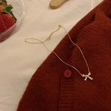 1条女士華麗蝴蝶結項鏈,獨特設計高端鎖骨链,帶有奢華的一絲感覺 - 蝴蝶型 - 查看 6