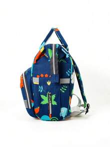 Multifunctional Changing Bag Girl's New Graphic Cute Highly Attractive Print Large Capacity Waterproof Tote Backpack - Blue - View 5