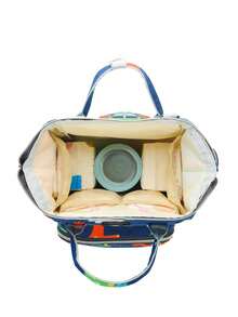 Multifunctional Changing Bag Girl's New Graphic Cute Highly Attractive Print Large Capacity Waterproof Tote Backpack - Blue - View 8