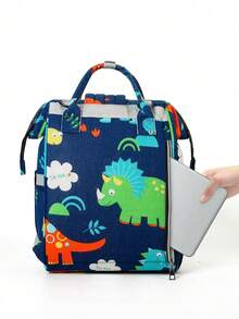 Multifunctional Changing Bag Girl's New Graphic Cute Highly Attractive Print Large Capacity Waterproof Tote Backpack - Blue - View 7