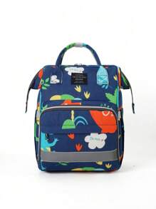 Multifunctional Changing Bag Girl's New Graphic Cute Highly Attractive Print Large Capacity Waterproof Tote Backpack - Blue - View 1