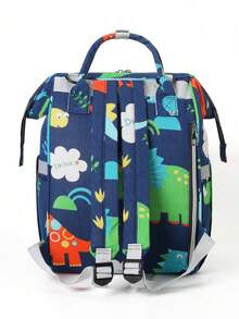 Multifunctional Changing Bag Girl's New Graphic Cute Highly Attractive Print Large Capacity Waterproof Tote Backpack - Blue - View 6