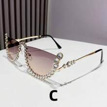 1 件装 欧美风格金属半框水钻装饰时尚凹形眼镜 适合女士驾驶 - 彩色 - 查看 11