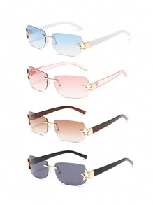 个性化无框五角星男女时尚眼镜旅行装饰眼镜适合驾驶、度假和沙滩眼镜 - 彩色 - 查看 7